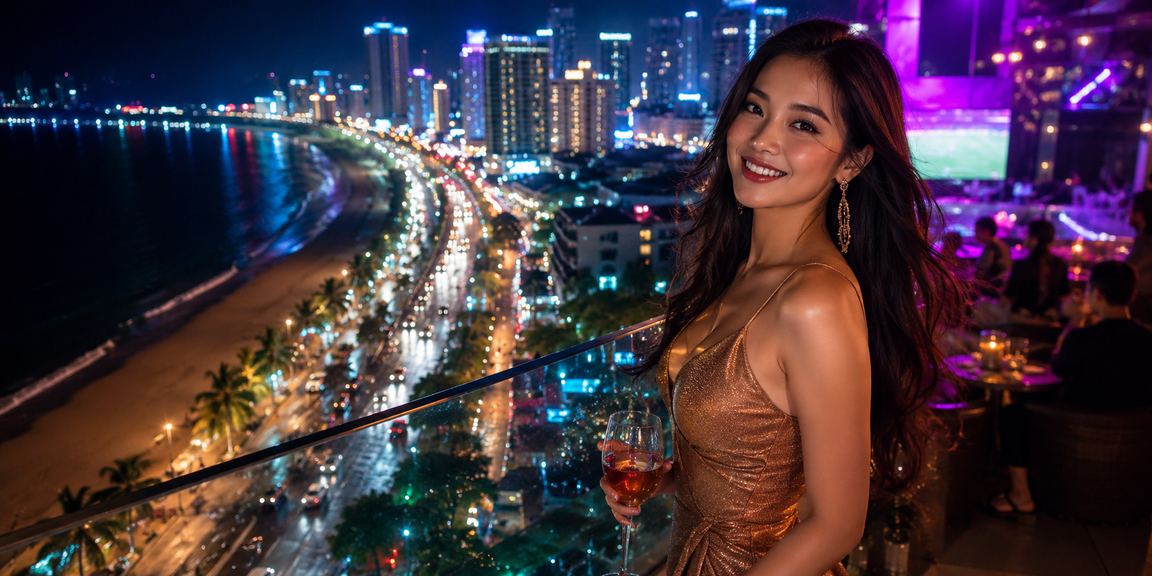 Màn hình cài đặt Android với đèn neon về đêm tại Nha Trang
